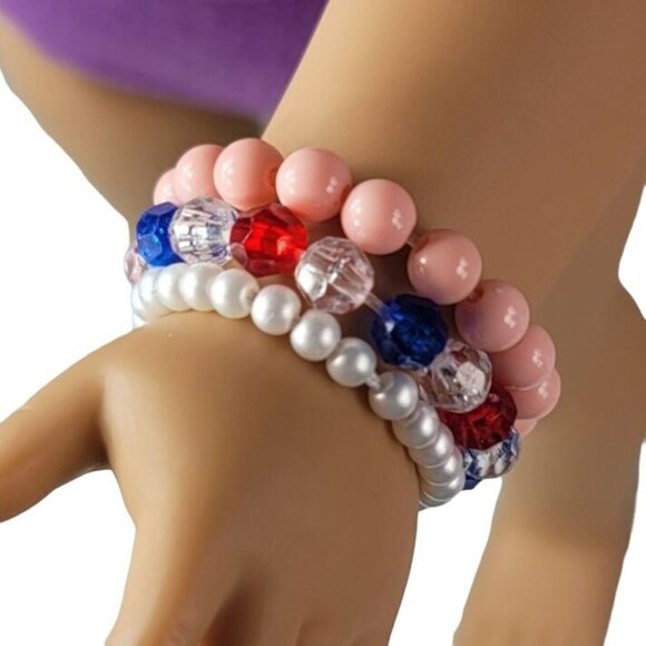 18" Doll Bracelets Jewelry Accessories Pearls Patriotic Beads Lot Of 3 OG AG - Picture 5 of 5
